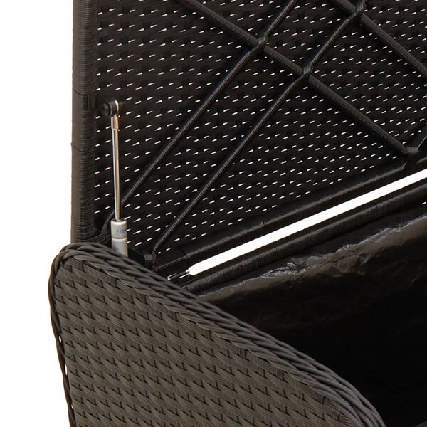 vidaXL Storage Bench with Cushion Black 115x51x52 cm Poly Rattan