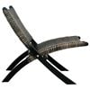 vidaXL Relaxing Chair Black Natural Kubu Rattan and Solid Mahogany Wood