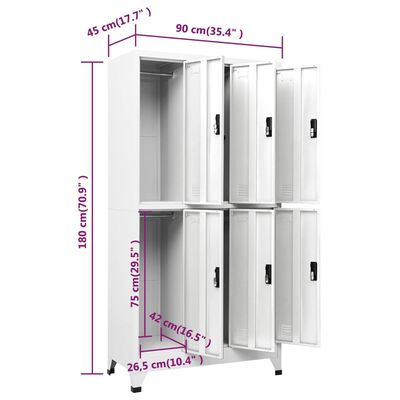 vidaXL Locker Cabinet White 90x45x180 cm Steel