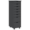 vidaXL Rolling Cabinet with Drawers MOSS Grey Solid Wood Pine