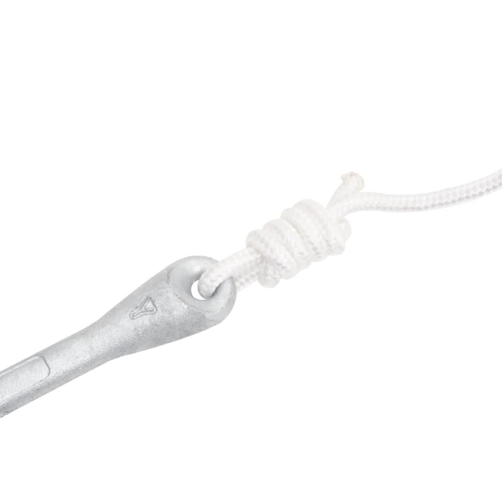 vidaXL Folding Anchor with Rope Silver 4 kg Hot Dip Galvanized Cast Iron