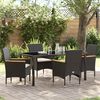vidaXL Garden Dining Set with Cushion 5 pcs Black Poly Rattan