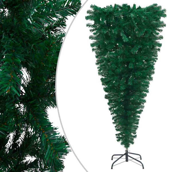 vidaXL Upside-down Artificial Pre-lit Christmas Tree with Ball Set 210 cm