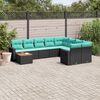 vidaXL 10 Piece Garden Sofa Set with Cushions Black Poly Rattan