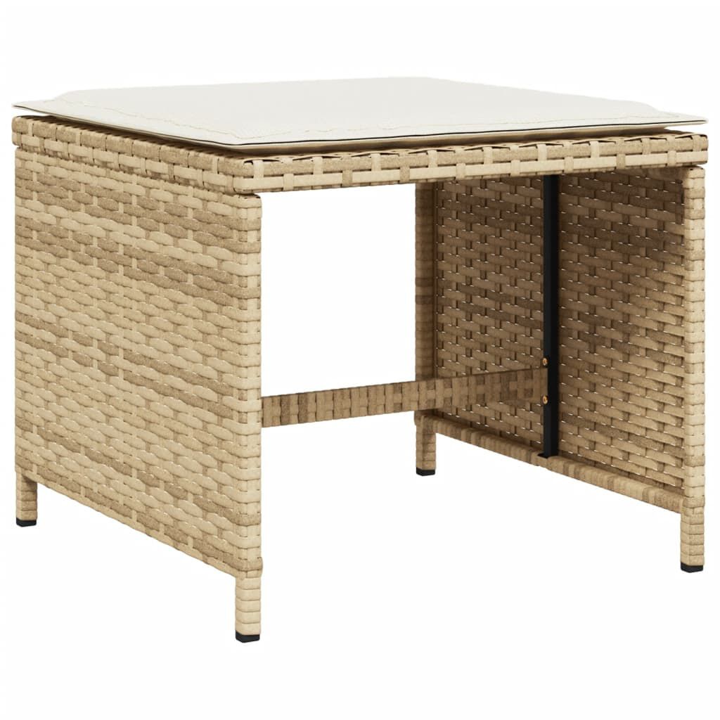 vidaXL 17 Piece Garden Dining Set with Cushions Beige Poly Rattan