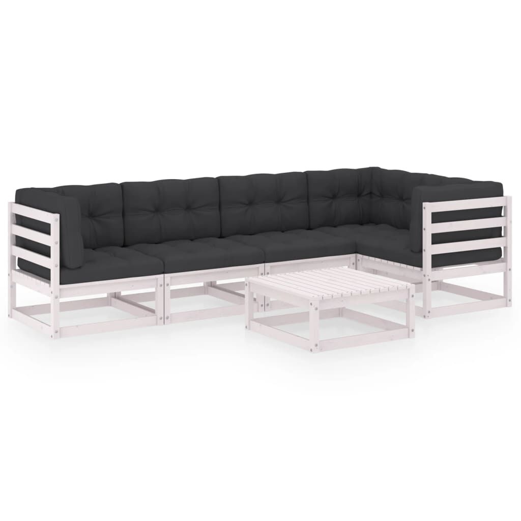 vidaXL 6 Piece Garden Lounge Set with Cushions Solid Pinewood