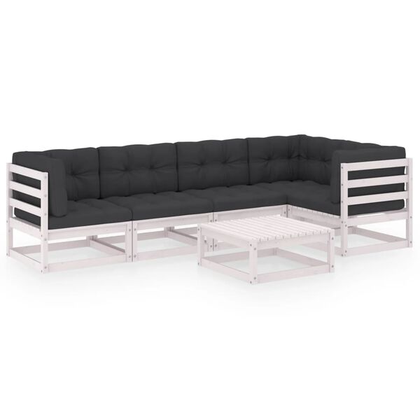 vidaXL 6 Piece Garden Lounge Set with Cushions Solid Pinewood