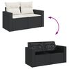 vidaXL 3 Piece Garden Sofa Set with Cushions Black Poly Rattan