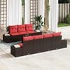 vidaXL Garden Sofa Set with Cushion 8 pcs Brown Poly Rattan