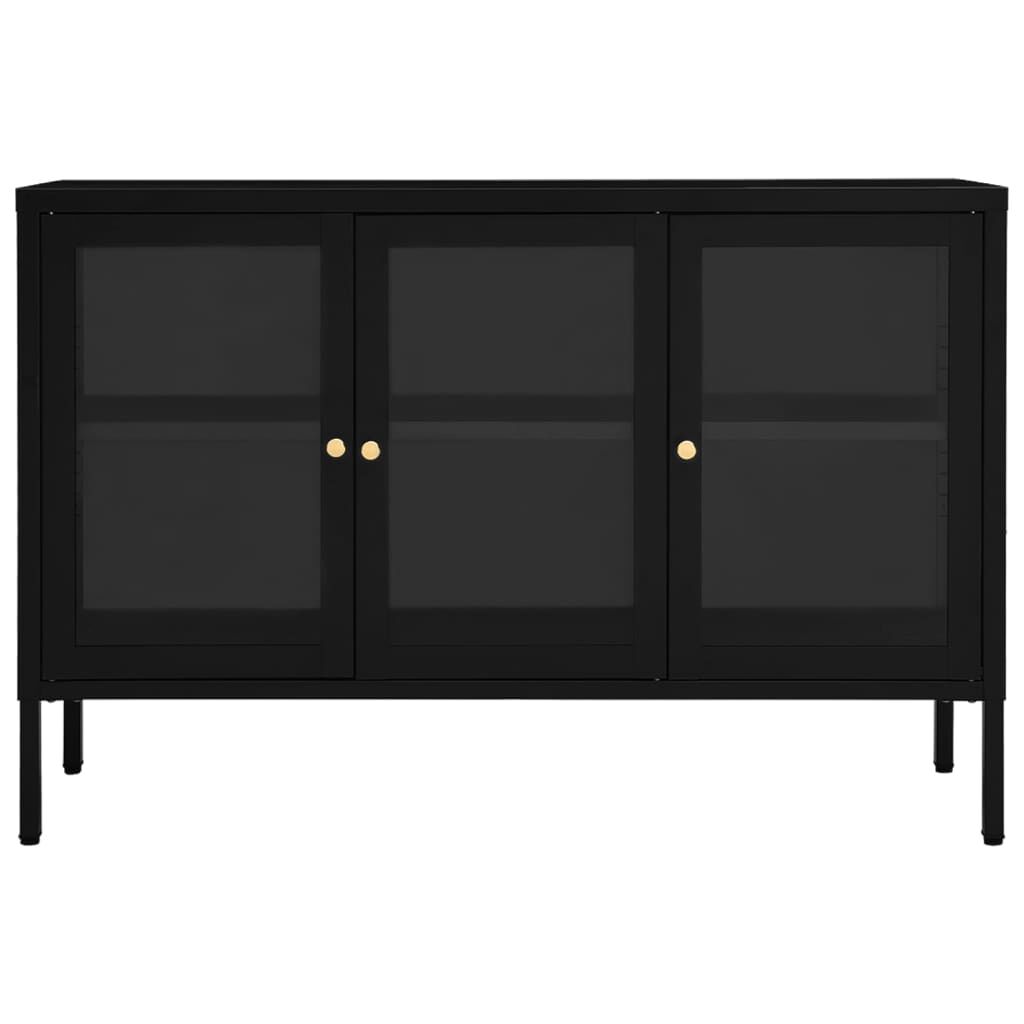 vidaXL Sideboard Black 105x35x70 cm Steel and Glass