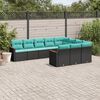 vidaXL 10 Piece Garden Sofa Set with Cushions Black Poly Rattan