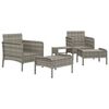 vidaXL 5 Piece Garden Lounge Set with Cushions Grey Poly Rattan