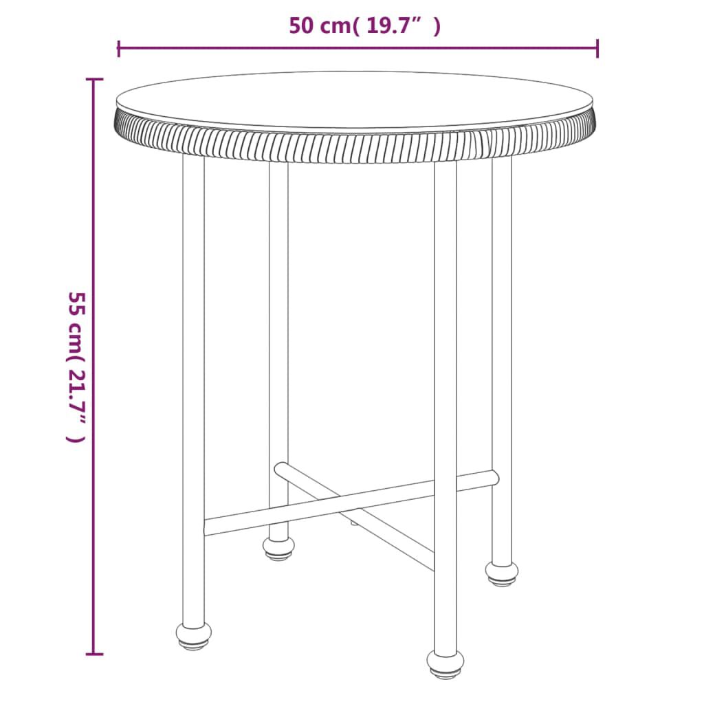 vidaXL Dining Table Ø50 cm Tempered Glass and Steel