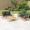 vidaXL 3 Piece Garden Lounge Set with Dark Grey Cushions Bamboo