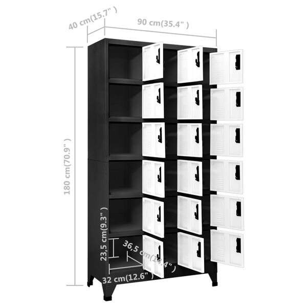 vidaXL Locker Cabinet Anthracite and White 90x40x180 cm Steel