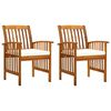 vidaXL Garden Dining Chairs 2 pcs with Cushions Solid Acacia Wood