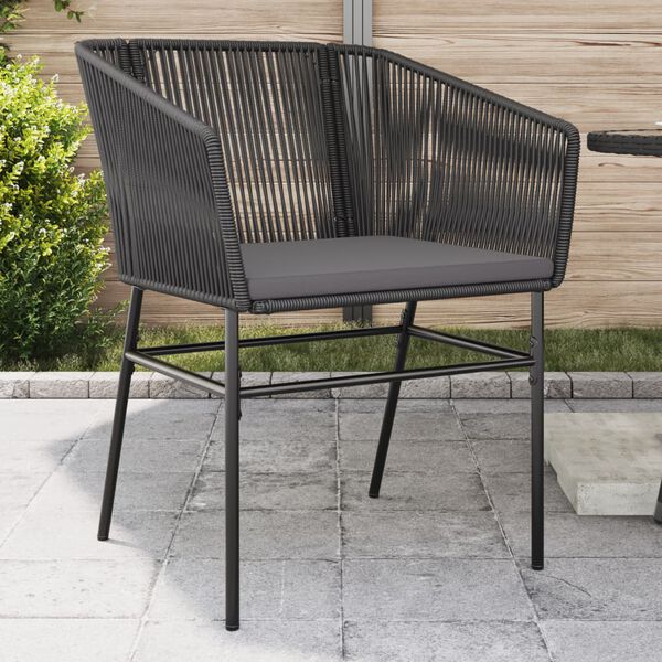 vidaXL Garden Chairs 2 pcs with Cushions Black Poly Rattan