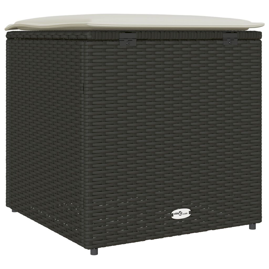 vidaXL Outdoor Storage Box Black and Cream Rattan, Polyester 80 cm