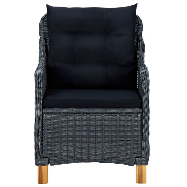 vidaXL 3 Piece Garden Lounge Set with Cushions Poly Rattan Dark Grey