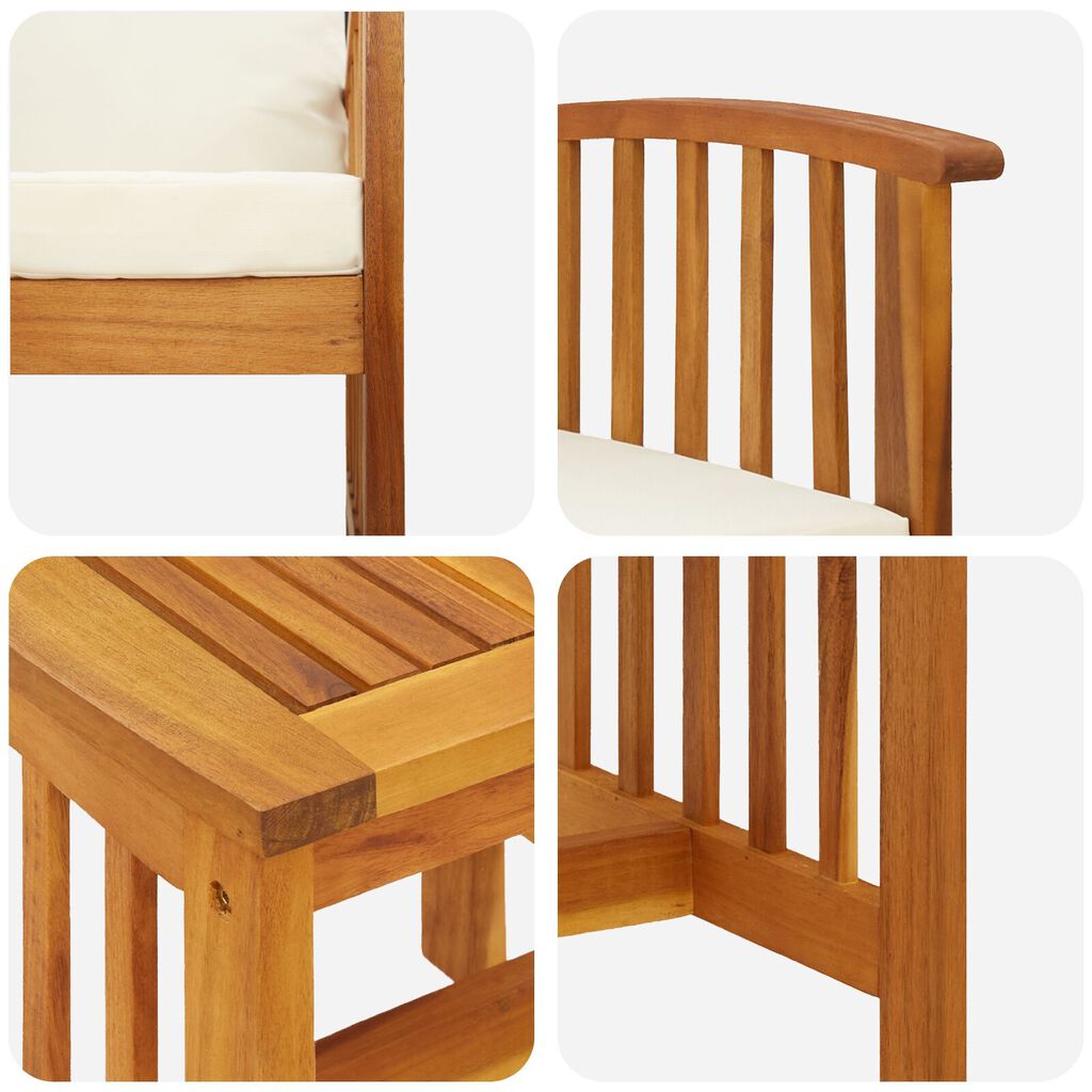 vidaXL 3 Piece Garden Lounge Set with Cushions Solid Acacia Wood