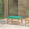 vidaXL Garden Footstool with Green Cushion Bamboo