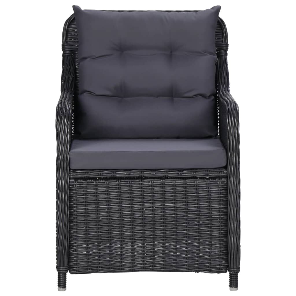 vidaXL 7 Piece Garden Dining Set Poly Rattan Black