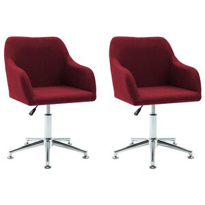 vidaXL Swivel Dining Chairs 2 pcs Wine Red Fabric