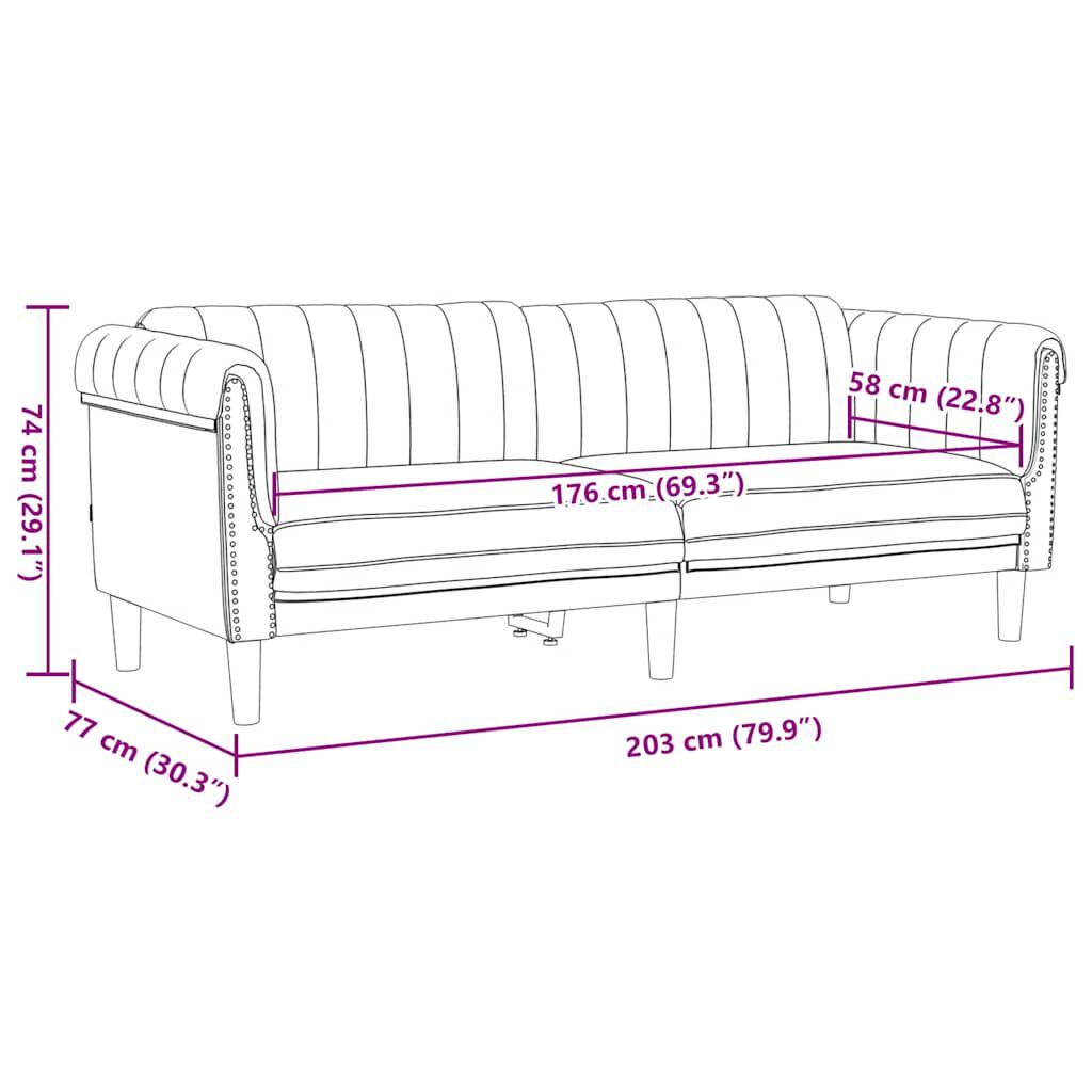 vidaXL Sofa 3-Seater Brown Faux Suede Leather