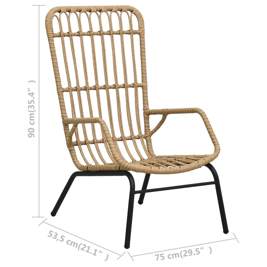 vidaXL Garden Chair Poly Rattan Light Brown