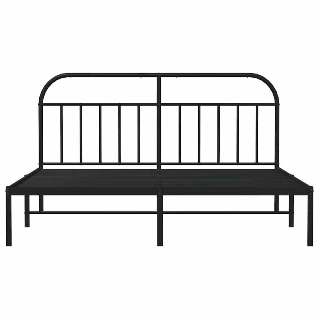 vidaXL Metal Bed Frame without Mattress with Headboard Black 183x213cm