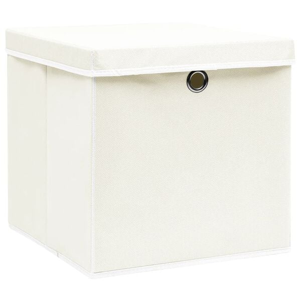 vidaXL Storage Boxes with Lids 4 pcs White 32x32x32 cm Fabric