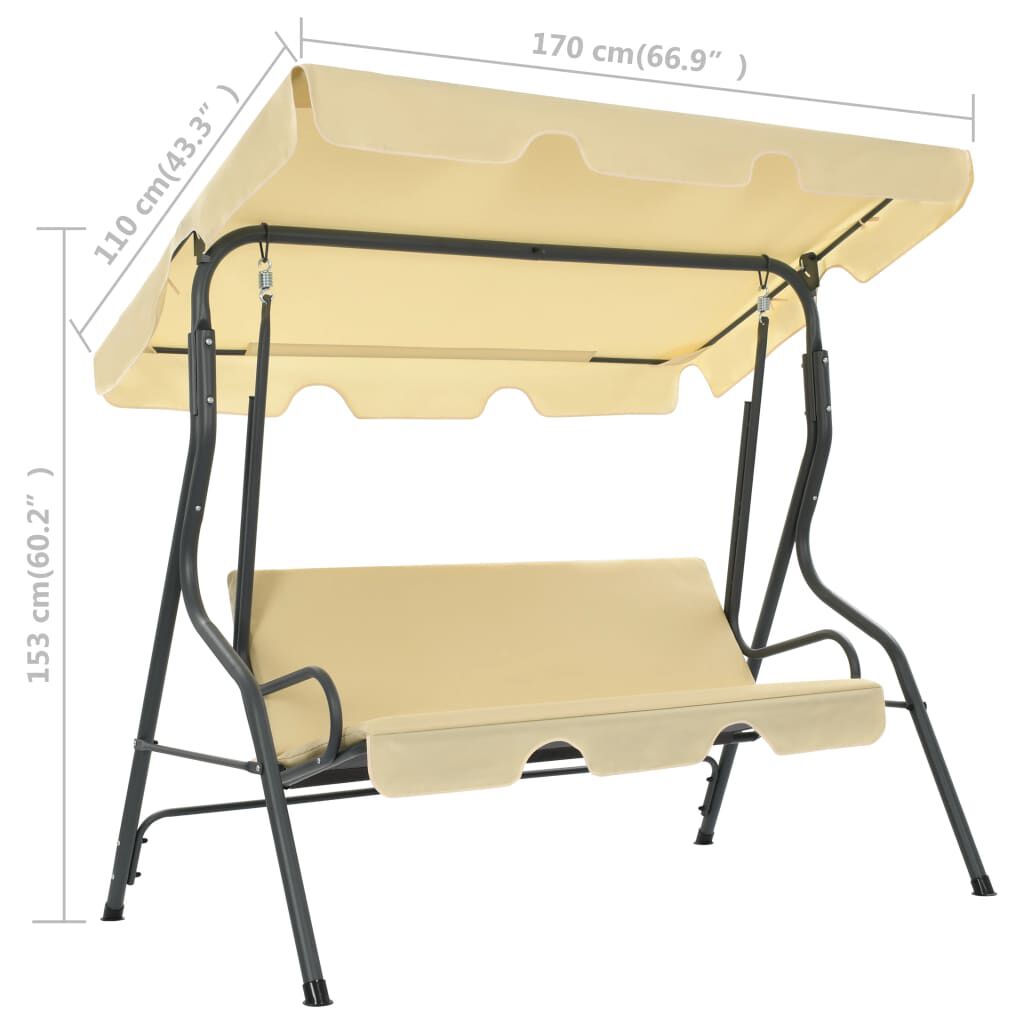 vidaXL Garden Swing Bench Cream White 170x110x153 cm