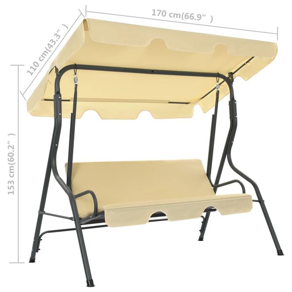 vidaXL Garden Swing Bench Cream White 170x110x153 cm