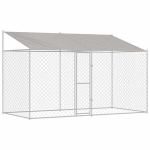 vidaXL Dog Cage with Roof Silver 400 x 200 x 258 cm Steel and PE