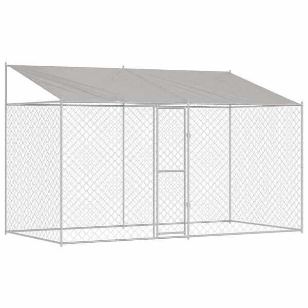 vidaXL Dog Cage with Roof Silver 400 x 200 x 256 cm Steel and PE