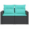 vidaXL Garden Sofa with Cushions 2-Seater Black Poly Rattan