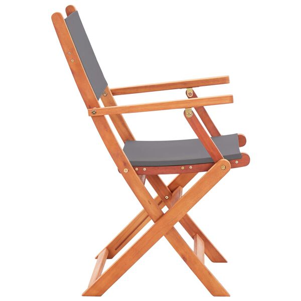 vidaXL Folding Garden Chairs 8 pcs Grey Solid Eucalyptus Wood&Textilene