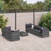 vidaXL 8 Piece Garden Lounge Set with Cushions Grey Poly Rattan
