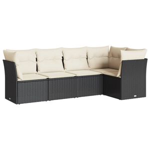 vidaXL 5 Piece Garden Sofa Set with Cushions Black Poly Rattan