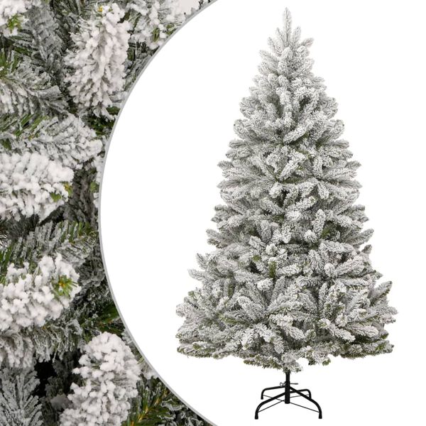 vidaXL Artificial Hinged Christmas Tree with Flocked Snow 240 cm
