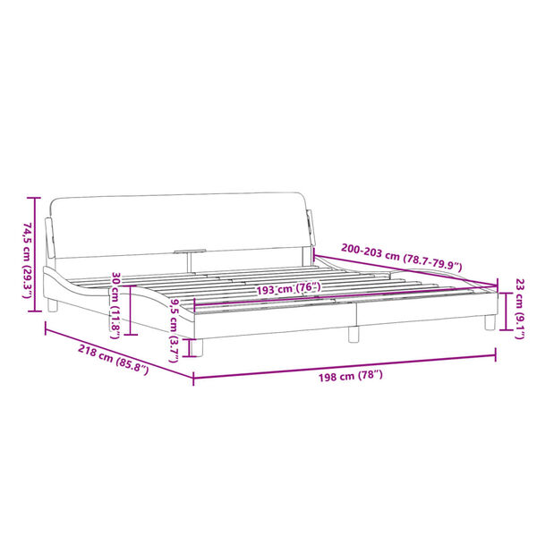 vidaXL Bed Frame "Dover" Light Grey 193x203 cm Fabric