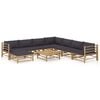 vidaXL 9 Piece Garden Lounge Set with Dark Grey Cushions Bamboo