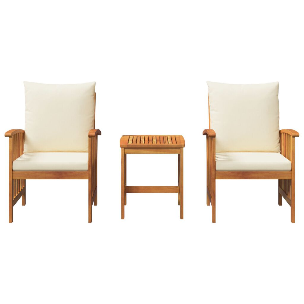 vidaXL 3 Piece Garden Lounge Set with Cushions Solid Acacia Wood