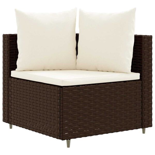 vidaXL 5 Piece Garden Sofa Set with Cushions Brown Poly Rattan