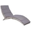 vidaXL Folding Sun Lounger with Cushion Poly Rattan Grey
