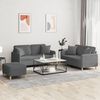 vidaXL 3 Piece Sofa Set with Pillows Dark Grey Fabric