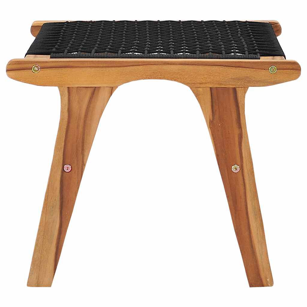 vidaXL Sun Lounger with Footrest Solid Teak Wood and Rope