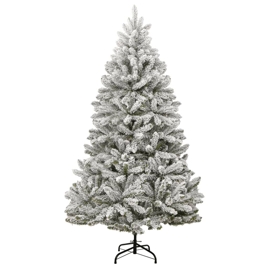 vidaXL Artificial Hinged Christmas Tree with Flocked Snow 180 cm
