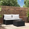 vidaXL 3 Piece Garden Lounge Set with Cushions Black Poly Rattan