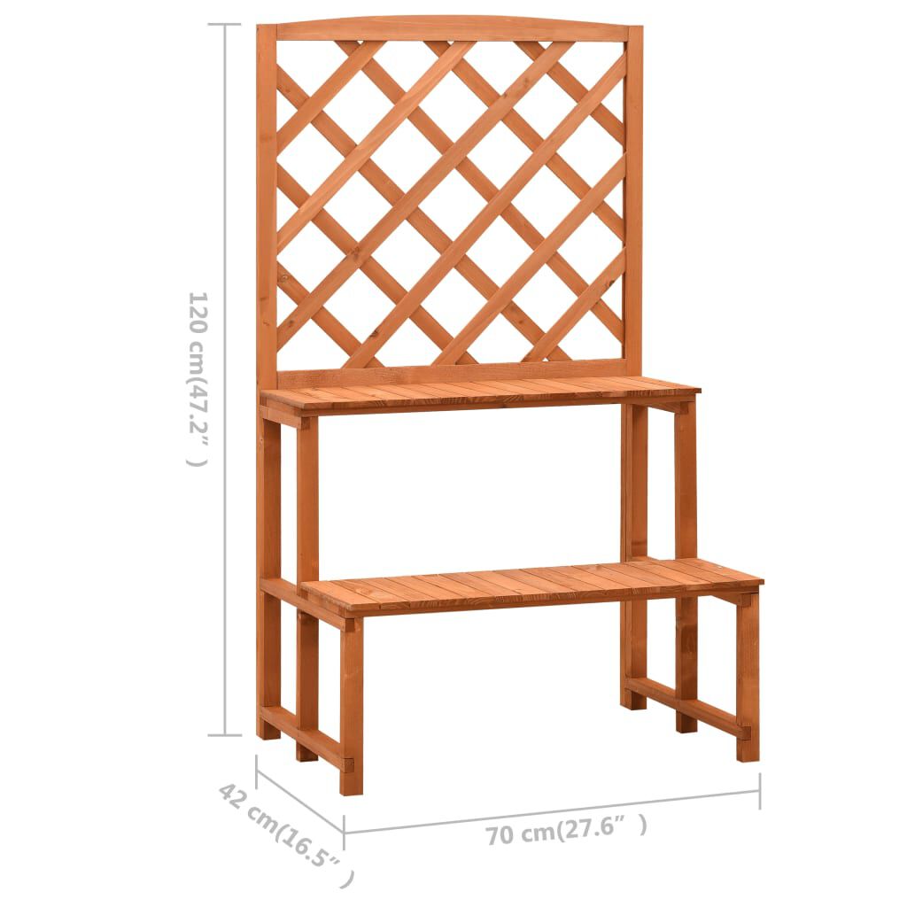 vidaXL Trellis Planter with Shelves Orange 70x42x120 cm Solid Firwood